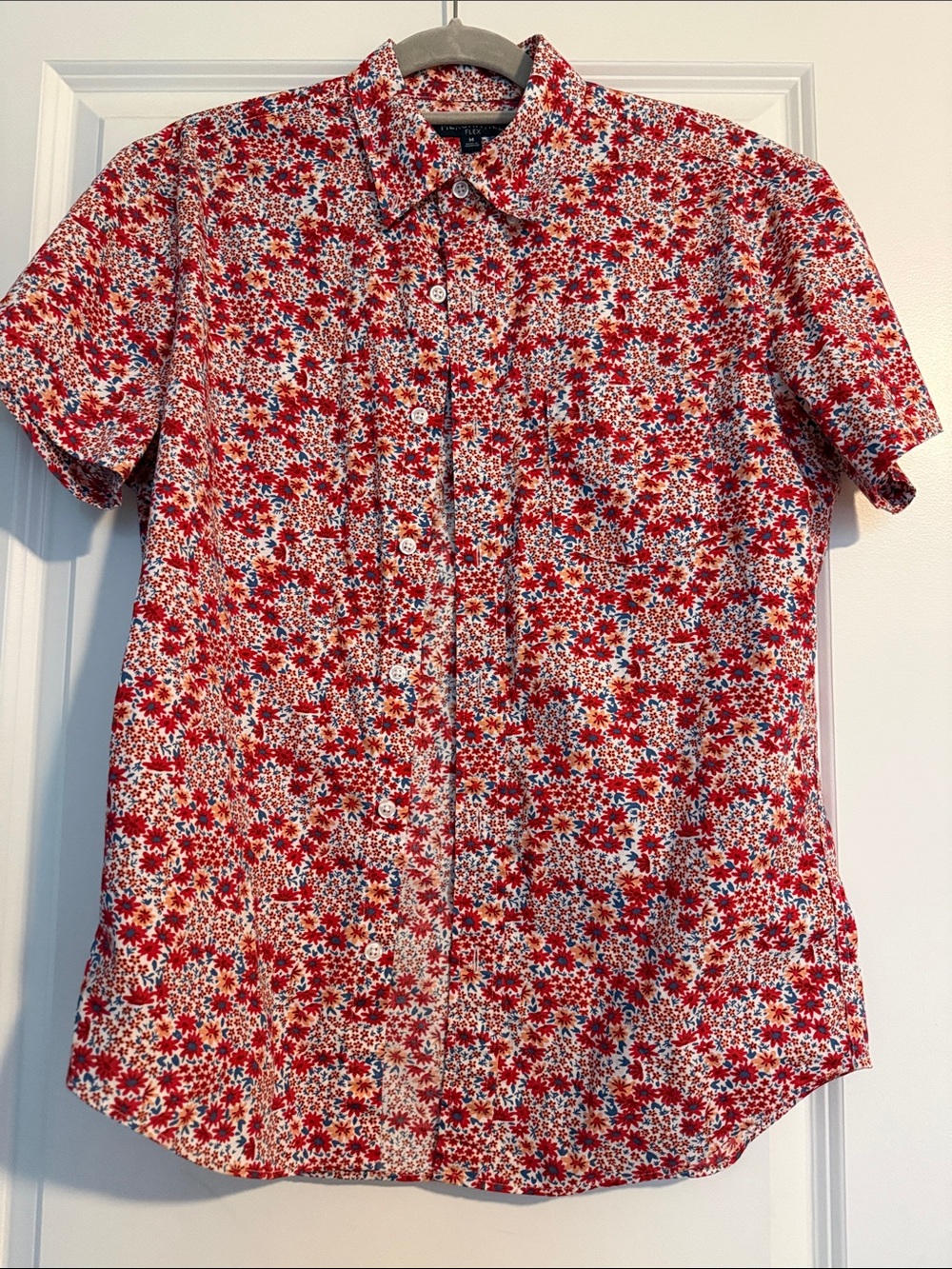 J. Crew Red Floral Short-Sleeve Button-Down Shirt